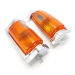 Pair Chrome Corner Indicator Lamp Light 